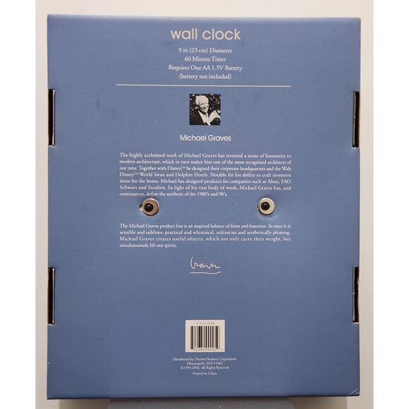 Vintage 1999 Michael Graves 10" Inch Wall Clock w/ Built-in Timer Quartz NEW - Picture 2 of 6